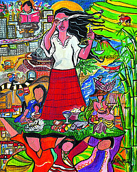 Titelbild Weltgebetstag 2017 Philippinen - "A Glimpse of the Philippine Situation" von der philippinischen Künstlerin Rowena-Apol-Laxamana-Sta-Rosa - Copyright-WGT-eV